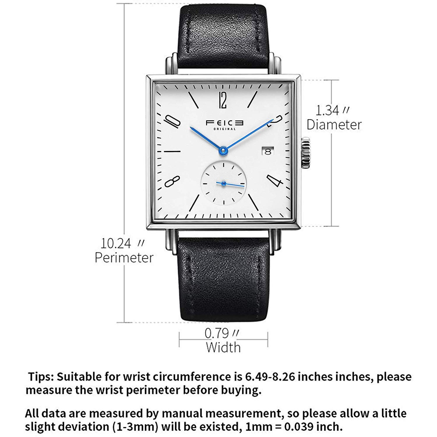 FEICE Unisex Square Watch Men's Bauhaus Automatic Watch Mechanical Watches Analog Wristwatch -Sapphire Mirror -34mm Case -FM301 - Image 3