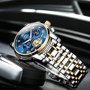 HORIZEN Stainless Steel Chronograph Luxury Analogue Watch for Men (Blue Dial)